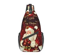 Merry Christmas Santa Claus Fire Guitar Borsa a tracolla da uomo Borsa a tracolla sul petto, leggera, per escursioni e viaggi