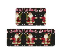 Merry Christmas - Set di 2 tappetini da cucina antiscivolo, ergonomici, per cucina, bar, scrivania