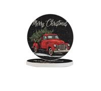 Merry Christmas - Set di 6 sottobicchieri assorbenti in diatomite ad asciugatura rapida, per bevande, tazze rotonde per tavolo, bar, decorazione per la casa