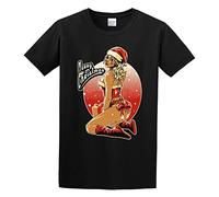 Merry Christmas Sexy Santa Girl Mens Premium Unisex 100% Cotton Short-Sleeve T-Shirts Black XXXL