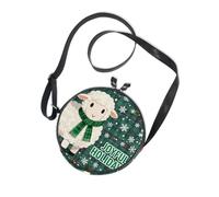 Merry Christmas Sheep Green Plaid Sling Bags Crossbody Donna Bellezza con Tracolla Regolabile Borsa a Tracolla Fai una passeggiata Borsa Messenger in tela