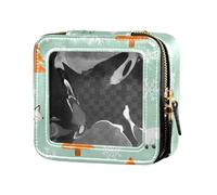 Merry Christmas Simple Line White Fox Green Clear Makeup Organizer Bag Travel Cosmetic Case per Viaggi