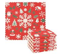 Merry Christmas Snowflake Santa Blood Red asciugamano da cucina in microfibra 6 Pack asciugamani turchi cucina decorativo martillo para cocina 11x11 pollici