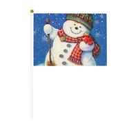 Merry Christmas Snowman 6pack & 10 Pack Hand Waving Flags, Handheld Flag on Stick, per sfilate, feste, bar, compleanni