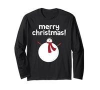 Merry Christmas Snowman Happy Round Cute Xmas Jolly Snowman Maglia a Manica