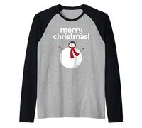 Merry Christmas Snowman Happy Round Cute Xmas Jolly Snowman Maglia con Maniche Raglan