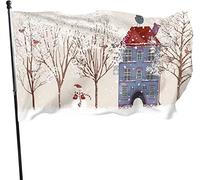 Merry Christmas Snowman Snowflake Birds 3x5 Ft Flag Banner con stampa su un lato Banner di benvenuto per feste all'aperto
