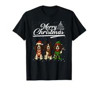 Merry Christmas Springer Spaniel Reindeer Elf Santa Squad Maglietta