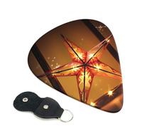 Merry Christmas Star - 6 plettri per chitarra, stampa su entrambi i lati, per chitarra acustica, basso, ukulele, chitarra elettrica (0,46 mm, 0,71 mm, 0,96 mm)