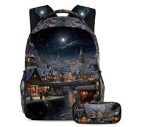 Merry Christmas Stay Ahead of The Class, zaino con astuccio, set di 2 zaini per bambini indispensabili per ragazzi ragazze adolescenti, Multicolore#07, B:29.4x20x40cm P:19x7.5x3.8cm, Zaini Daypack
