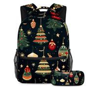 Merry Christmas Stay Fashion and Ready with this Backpack and Pencil Case Duo, ideale per studenti, Multicolore#01, B:29.4x20x40cm P:19x7.5x3.8cm, Zaini Daypack