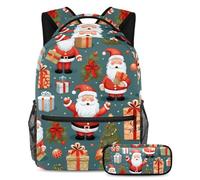 Merry Christmas Stay Fashion and Ready with this Backpack and Pencil Case Duo, ideale per studenti, Multicolore#05, B:29.4x20x40cm P:19x7.5x3.8cm, Zaini Daypack