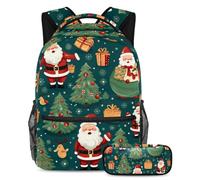 Merry Christmas Stay Fashion and Ready with this Backpack and Pencil Case Duo, ideale per studenti, Multicolore#03, B:29.4x20x40cm P:19x7.5x3.8cm, Zaini Daypack