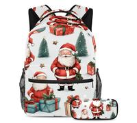 Merry Christmas Stay Fashion and Ready with this Backpack and Pencil Case Duo, ideale per studenti, Multicolore#02, B:29.4x20x40cm P:19x7.5x3.8cm, Zaini Daypack