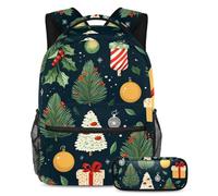 Merry Christmas Stay Fashion and Ready with this Backpack and Pencil Case Duo, ideale per studenti, Multicolore#07, B:29.4x20x40cm P:19x7.5x3.8cm, Zaini Daypack