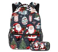 Merry Christmas Stay Fashion and Ready with this Backpack and Pencil Case Duo, ideale per studenti, Multicolore#06, B:29.4x20x40cm P:19x7.5x3.8cm, Zaini Daypack