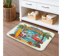 Merry Christmas Surfing Santa Tappetino da bagno ad asciugatura rapida con uccelli tropicali tropicali, tappetino da doccia antiscivolo, in flanella, lavabile, per decorazione del bagno, 40,6 x 61 cm