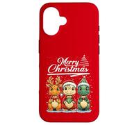 Merry Christmas T-rex Santa Dinosaur T-Rex Dino Xmas Tree Custodia per iPhone 16