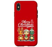 Merry Christmas T-rex Santa Dinosaur T-Rex Dino Xmas Tree Custodia per iPhone X/XS