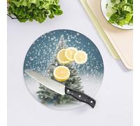 Merry Christmas - Tagliere in vetro temperato per cucina, grande, resistente al calore, infrangibile, tagliere, tagliere, 20,3 x 20,3 cm
