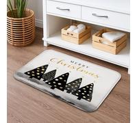 Merry Christmas, tappetino da bagno ad asciugatura rapida, con alberi di Natale nero e oro, assorbente, antiscivolo, in flanella, lavabile, per bagno, WC, decorativo, 40,6 x 61 cm