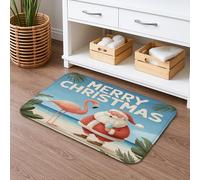 Merry Christmas, tappetino da bagno ad asciugatura rapida, con Babbo Natale tropicale uccello tropicale, assorbente, antiscivolo, in flanella, lavabile, per bagno, WC, decorativo, 50 x 81 cm