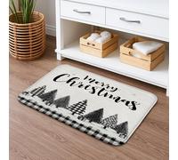 Merry Christmas, tappetino da bagno ad asciugatura rapida, motivo a quadri, assorbente, antiscivolo, in flanella, lavabile, per bagno, WC, decorativo, 50 x 81 cm