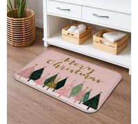 Merry Christmas, tappetino da bagno ad asciugatura rapida, motivo alberi di pesco, assorbente, antiscivolo, in flanella, lavabile, per bagno, WC, decorativo, 50 x 81 cm