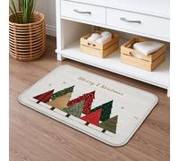 Merry Christmas, tappetino da bagno ad asciugatura rapida, motivo albero festivo, assorbente, antiscivolo, in flanella, lavabile, per bagno, WC, decorativo, 50 x 81 cm