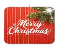 Merry Christmas Tappetino da cucina a righe rosse accessori scolapiatti con tappetino lavabile in lavatrice tappetino per asciugare i piatti xl 18 x 24
