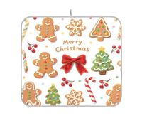 Merry Christmas - Tappetino da cucina con stampa di pan di zenzero marrone, tappetino da cucina da banco e asciugacapelli, 40,6 x 45,7 cm