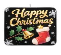 Merry Christmas - Tappetino da cucina per bancone scolapiatti vassoio assorbente da cucina, tappetino grande per asciugare i piatti, 18 x 24 cm