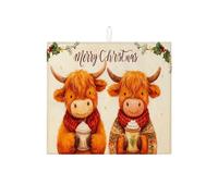 Merry Christmas - Tappetino scolapiatti per bancone della cucina, grazioso tappetino assorbente in microfibra, motivo mucca, 40,6 x 45,7 cm