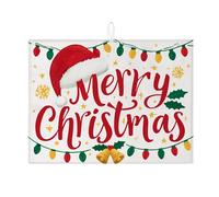 Merry Christmas, tappetino scolapiatti per bancone della cucina, tappetino assorbente per le festività natalizie, tappetino scolapiatti in microfibra per decorazione bancone della cucina, 45,7 x 61 cm