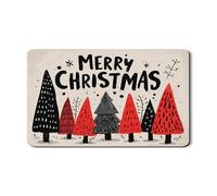 Merry Christmas - Tappetino scolapiatti per cucina, con stampa di alberi rossi e neri, in gomma assorbente, tappetino scolapiatti invernale in pelle PU, 30,5 x 50,8 cm