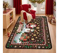Merry Christmas - Tappeto con Babbo Natale e pupazzo di neve, 91 x 150 cm