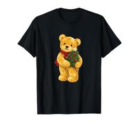 Merry Christmas Teddy Bear with Holiday Tree Maglietta