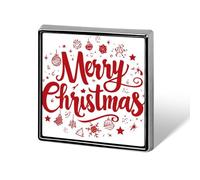 Merry Christmas Testo rosso con vortici spille unisex e spille quadrate leggere bavero distintivo gioielli per abbigliamento scialle cappello