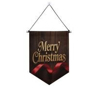 Merry Christmas Text Wood Pattern Wall Hanging Banner con asta telescopica banner partito decorazioni da appendere per ufficio, scuola, aula, dormitorio, casa suministros para fiesta de a?o nuevo