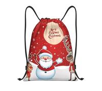 Merry Christmas Titolo: Borsone leggero con coulisse, impermeabile, pieghevole, con tracolla regolabile, ideale per sport, yoga, viaggi e scuola, Nero , S
