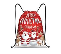 Merry Christmas Titolo: Borsone leggero con coulisse, impermeabile, pieghevole, con tracolla regolabile, ideale per sport, yoga, viaggi e scuola, Nero , M