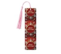Merry Christmas Too Segnalibri in legno fatti a mano stampati su entrambi i lati Marcatori di pagina con nappe rosa accessori per libri regalo per amanti dei libri donne uomini