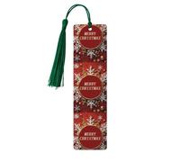 Merry Christmas Too Segnalibri in legno fatti a mano stampati su entrambi i lati Marcatori di pagina con nappe verde scuro Accessori per libri regalo per gli amanti dei libri donne uomini