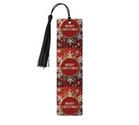 Merry Christmas Too Segnalibri in legno fatti a mano stampati su entrambi i lati Marcatori di pagina con nappe nere accessori per libri regalo per amanti dei libri donne uomini