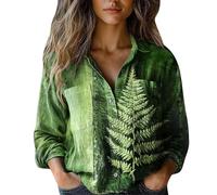 Merry Christmas Top da donna Button Down Camicie a maniche lunghe divertente con stampa albero di Natale camicetta alla moda leggera vestiti per le vacanze camicia comoda, Verde: 3., 5XL