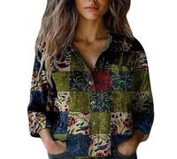Merry Christmas Top da donna divertente Top da donna Button Down Christmas Top Maglietta a maniche lunghe con albero di Natale stampato T-shirt allentata T-shirt grafica T-shirt casual Plus Size
