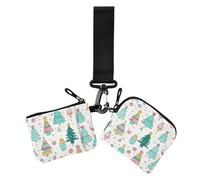 Merry Christmas Tree and Gift - Portafoglio doppio da donna, formato compatto, per carte di credito, con tasca portamonete con cerniera, confezione da 2, Buon albero di Natale e regalo, 1 size, Casual