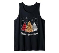 Merry Christmas Tree Buffalo Plaid Red White Leopard Pigiama Canotta