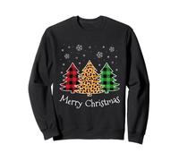Merry Christmas Tree Leopard Buffalo Plaid Red Green Pigiama Felpa
