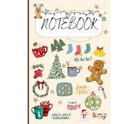 Merry Christmas Tree Notebook Journal 6x9, Holiday Xmas Santa Snowman Gingerbread Notebooks for Note Taking, Trendy Winter Christmas Spiral Journal